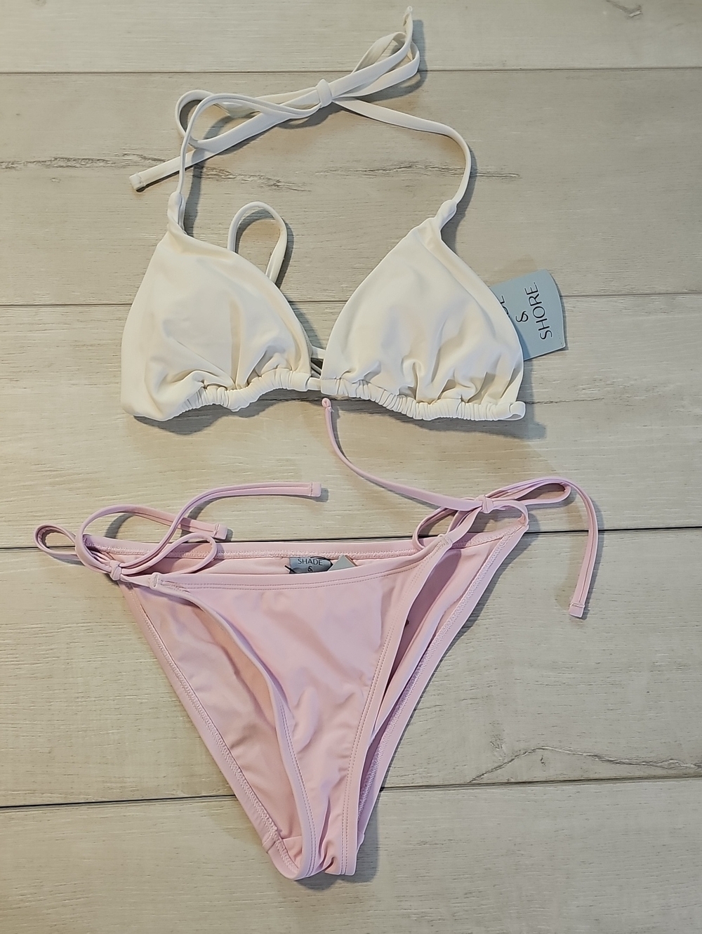 Shade & Shore Women's S Classic Triangle Top and Side-Tie Bottom Bikini Set